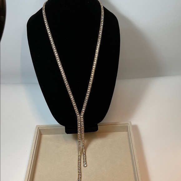 Jewelry - Holiday Gold Rhinestone Lariat Necklace